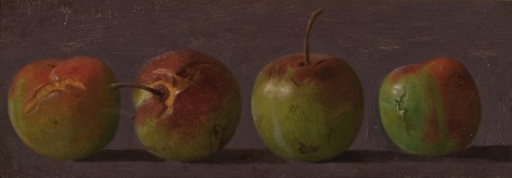 Helen Searle American, 1834-1884 . Crabapples, c. 1877    Oil on paper on card 2 3/4 x 8 in.