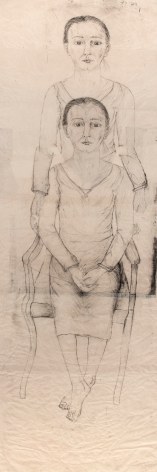 Standing and Seated Girl, 2004&nbsp;&nbsp;&nbsp;  Collage and ink on Nepal paper 84 x 31 inches