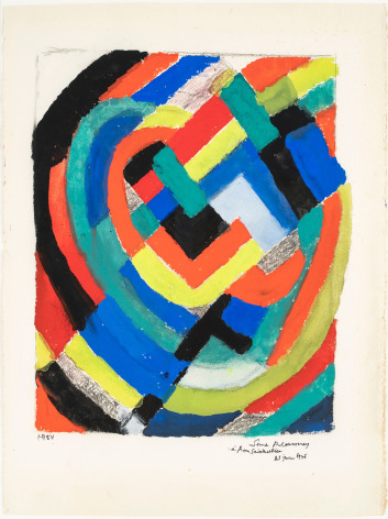 Rhythm in Color (Rythme couleur), 1975, Paris  Gouache and charcoal on paper 20 1/4 x 15 1/2 inches