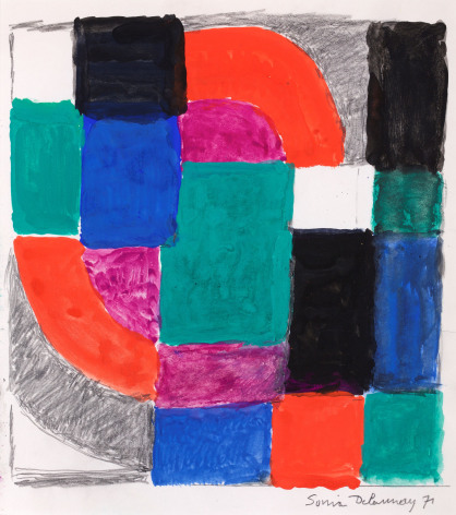 Rhythm in Color (Rythme couleur), 1971, Paris  Gouache and pencil on paper 9 3/4 x 8 5/8 inches