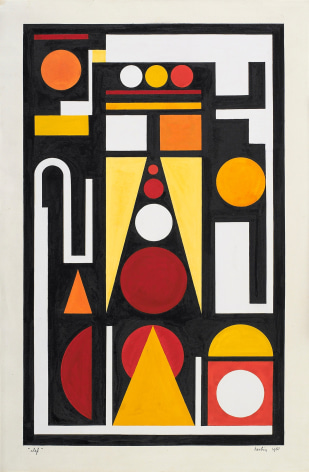 Auguste Herbin, Clef, 1951    Gouache on paper 19 1/2 x 12 inches
