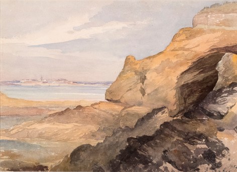 Eugene Isabey (French, 1803-1886),  Inlet Landscape, 1854 Watercolor with pencil on paper 9 5/8 x 13 1/8 in. (24.5 x 33.5 cm) Signed and dated lower right