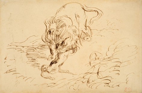 Eug&egrave;ne Delacroix, Lion Attacking a Serpent