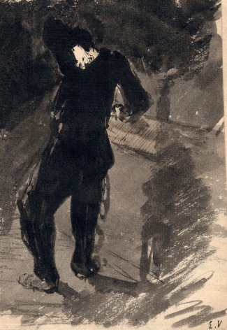 Edouard Vuillard An Actor (or a Man Seen from Behind), 1889-90     China ink on paper 5 5/8 x 4 1/8 inches