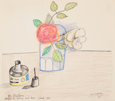 Saul Steinberg For Cristina, 1968 Ink and crayon on paper 9 3/8 x 10 1/8 inches