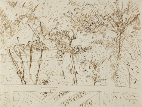Pierre Bonnard, View from the Terrace at Vernon, c. 1918, Pen and ink on paper, 9 3/4 x 12 3/4 inches