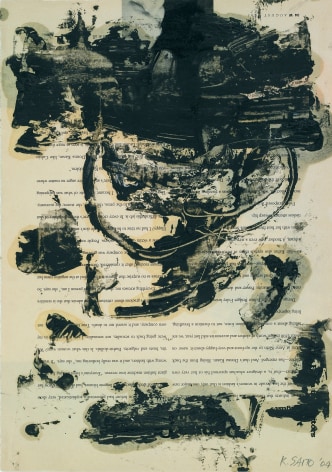 Kikuo Saito, Ash Garden Series #44, 2008    Oil and wax on printed paper 13 x 10