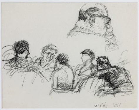 Wolf Kahn, In the Jury Room, 1967    Pencil 8 1/2 x 11 inches
