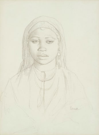 Jean-Leon Gerome Portrait of a Woman    Graphite on paper 12 3/8 x 9 inches