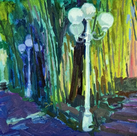 Lamp Post Path, 2022    Oil on panel 6 x 6 inches