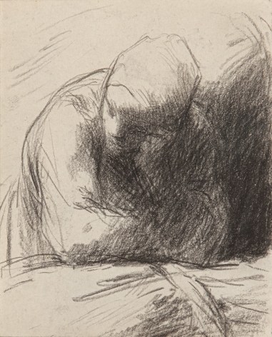 Jean-Francois Millet, Peasant Woman (the artist's wife) Leaning on a Sheaf of Wheat, c. 1850-53 Crayon on paper 4 1/8 x 3 3/8 inches