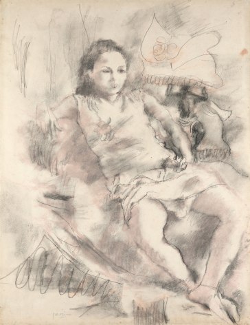 Jules Pascin  Simone, 1928  Charcoal and red chalk on paper 25 1/4 x 19 1/4 inches