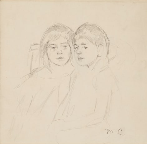 Mary Cassatt Sketch for &ldquo;Two Little Girls,&rdquo;&nbsp;c. 1903-04&nbsp;&nbsp;&nbsp;   Pencil on paper 9 7/8 x 12 3/4 inches