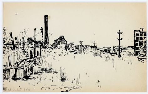 Wolf Kahn, In the Distant Bronx, 1952    Pen and ink 5 1/2 x 8 inches