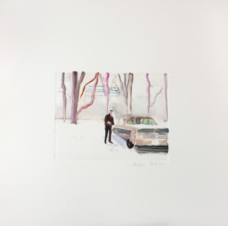 Wendy Mark, Snow/Cadillac, 2011  Monotype 4 5/8 &times; 6 1/8 inches