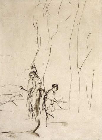 Study of Two Figures for &quot;La Toilette,&quot; c. 1858, Pen and brown ink, brown wash on paper