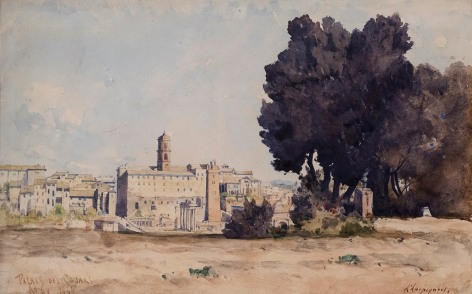 View of the Forum, Rome, May 1864    Watercolor on paper  9 1/4 x 14 7/8 inches  Signed lower right; dated and located lower left