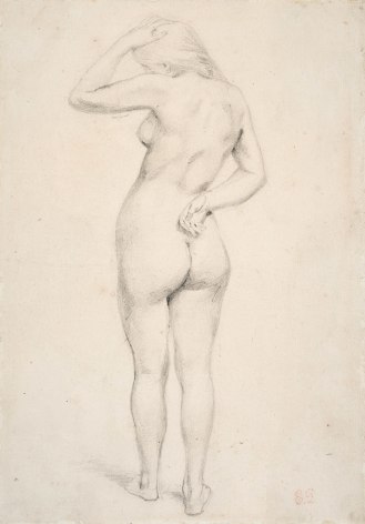 Eugene delacroix Standing Female Nude Seen from Behind    Pencil on paper 9 1/4 x 6 3/8 inches