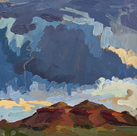 Storm over Bulldog Mesa, 2024    Oil on panel 8 x 8 inches