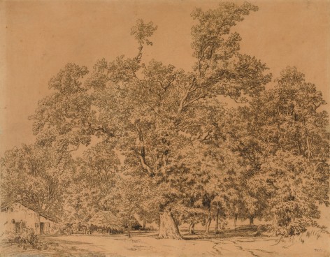 Theodore Rousseau, Habitations sous des chenes dans les Landes, c. 1844&nbsp;