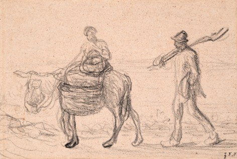 Jean-François Millet Departure for Work (Le Depart), c. 1857-59    Black conte on paper  5 13/16 x 8 7/16 inches