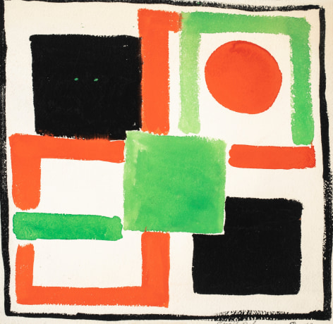 Fabric Design (Projet de tapis), c. 1952  Gouache on wove paper 9 3/4 x 9 3/4 inches