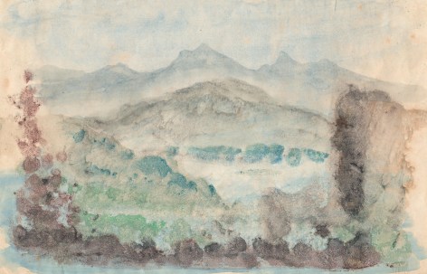 Mountainous Landscape, c. 1850    Watercolor on paper 5 1/8 x 8 inches