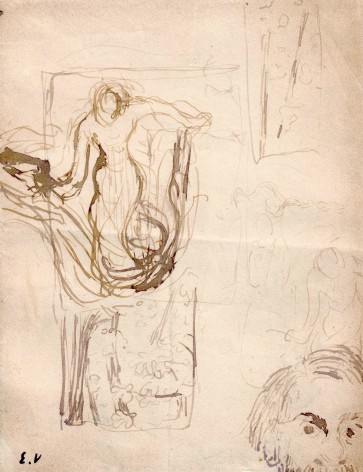 L&rsquo;Elegante with Self-portrait, 1890&nbsp;&nbsp;&nbsp;   Ink on paper 5 1/8 x 4 inches