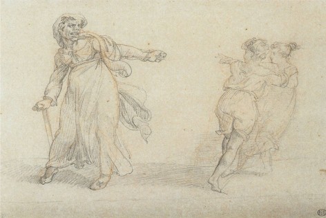 Th&eacute;odore G&eacute;ricault, Scene from Italian Street Life, c. 1816-17    Pencil over red chalk on paper 6 3/8 x 8 1/4 inches