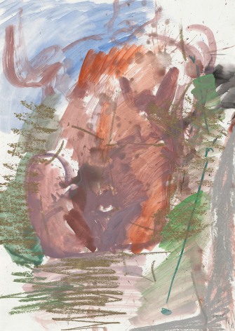 Per Kirkeby  (Danish, 1938-2018) &ldquo;Untitled (Laes&oslash;)&rdquo;, 1981    Pastel, watercolor, gold crayon on paper 23 1/4 x 16 1/2 inches