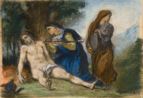 Eug&egrave;ne Delacroix, St. Sebastian Tended by the Holy Women, pastel on paper