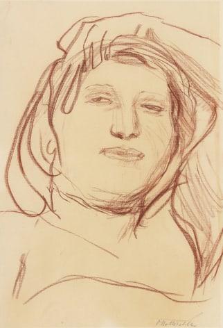 Mary Meerson Facing Front, 1931, Red chalk on paper