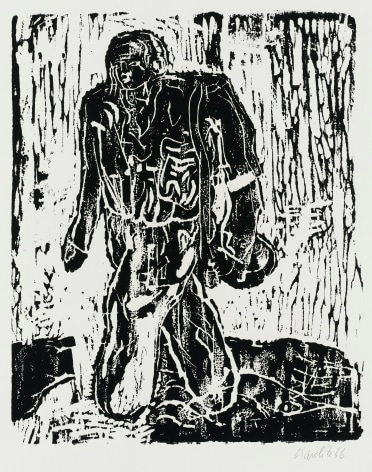 Georg Baselitz  Der Neue Typ (The New Type) 1966   Woodcut on paper  24 1/8 x 17 inches  Copyright Georg Baselitz 2022
