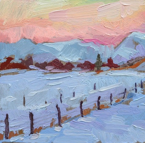 Winter Twilight, 2022, oil on panel, 4 x 4