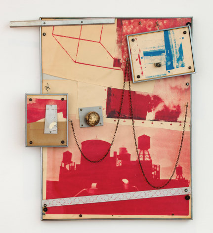 Turkey, 1965 Silkscreen on paper collage, baseball, Plexiglas, and metal chains, mounted on canvas, in artist&#039;s metal frames in three parts