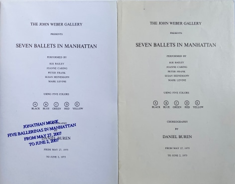 Jonathan Monk FIVE BALLERINAS IN MANHATTAN,  Daniel Buren Seven Ballerinas, Alternate Projects