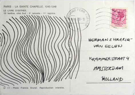 Sol LeWitt, unique drawing on postcard, Alternate Projects