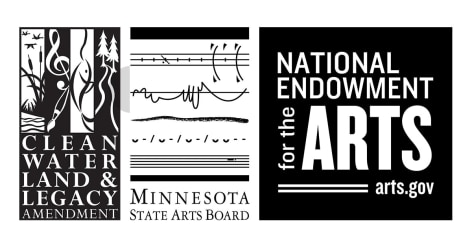 Acknowledgement logos for Grant awards from Minnesota State Legislature, Minnesota State Arts Board and National Endowment for the Arts.