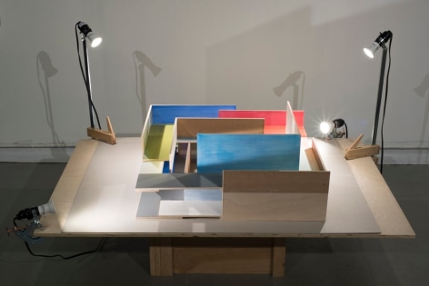 James Woodfill Frame Sequence: Table Model #2, mixed media, 24&quot; x 24&quot; x 10&quot; (without table and lights), 2019