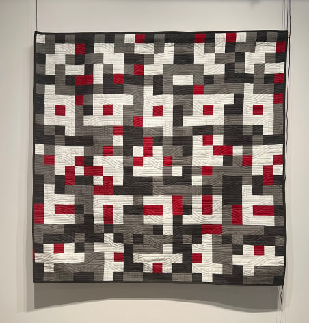 Kathy McTavish, Quilt Factory Quilt, cotton, polyester, thread, code, 73.5 x 73.5, 2023.