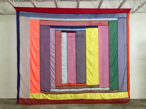 Rachel Hayes &quot;Shelter 2&quot;, see through fabric wall hanging, colorful stripes
