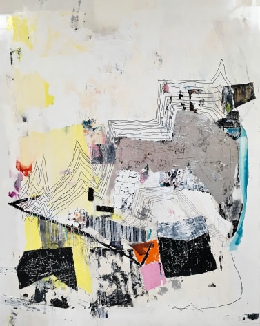 a James Brinsfield abstract painting with muted warm colors, paint-stick drawing and reminiscent overall of its title