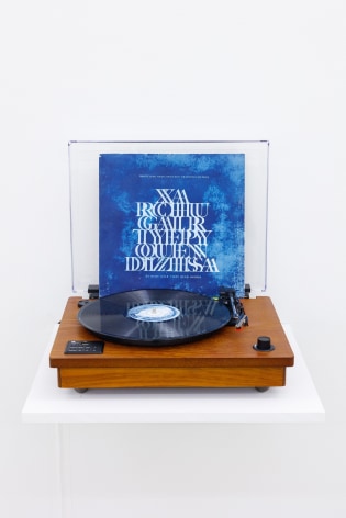 Group Show with Commonwealth and Council: Gala Porras-Kim, Whistling and Language Transfiguration (2012). LP album in cyanotype print, 12 x 12 inches (30.5 x 30.5 cm)