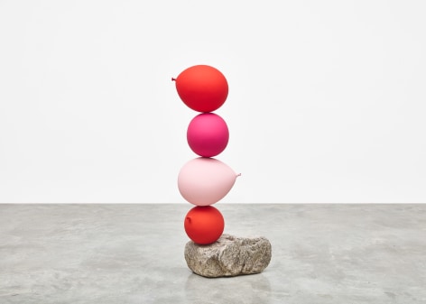 Gimhongsok (b. 1964), Untitled (Short People), Red, Pink, Pink, Red, 2018 Cast bronze, stone, Sculpture, 52.36 x 12.99 x 11.81 inches, 133 x 33 x 30 cm, Gimhongsok: Dwarf, Dust, Doubt at Tina Kim Gallery