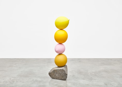 Gimhongsok (b. 1964), Untitled (Short People), Yellow, Yellow, Pink, Yellow, 2018, Cast bronze, stone, Sculpture, 49.21 x 14.17 x 15.75 inches, 125 x 36 x 40 cm, Gimhongsok: Dwarf, Dust, Doubt at Tina Kim Gallery