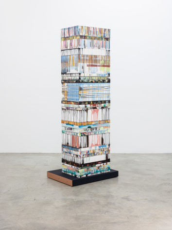 Suki Seokyeong Kang (b.1977), Moras on the Black Mat, 2014-2018, Hanji paper mounted on canvas, ink, gouache, painted steel, plastic wheel, steel bolt, Dimensions variable, Sculpture, Suki Seokyeong Kang: Jeong 井 at Tina Kim Gallery