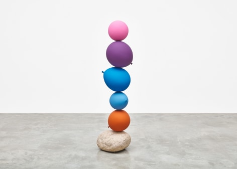 Gimhongsok (b. 1964), Untitled (Short People), Pink, Purple, Blue, Blue, Red, 2018, Cast bronze, stone, Sculpture, 53.15 x 13.78 x 14.37 inches 135 x 35 x 36.5 cm, Gimhongsok: Dwarf, Dust, Doubt at Tina Kim Gallery