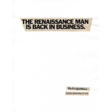 Lorraine O&#039;Grady; Cutting Out the New York Times, The Renaissance Man is Back in Business (1977/2010)