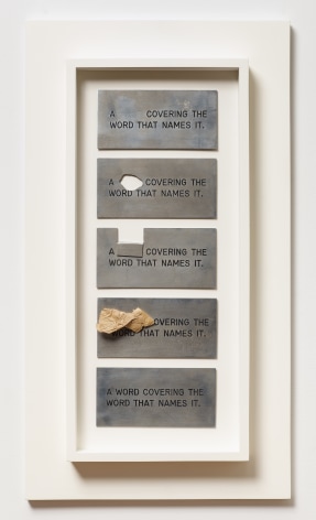 A ...Covering the Word..., 1973, Engraved aluminum with paper