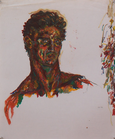 Self Portrait III, 1979, Oil pastel and graphite on paper